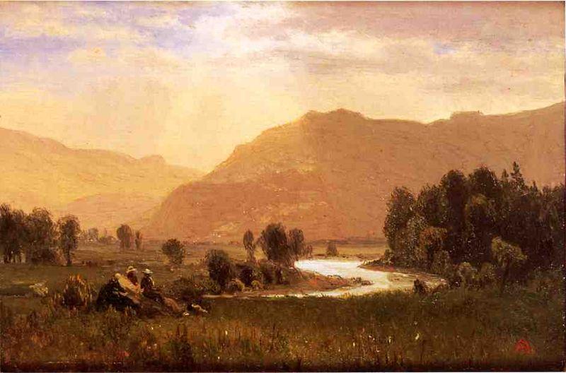 Albert Bierstadt Figures_in_a_Hudson_River_Landscape oil painting picture